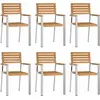 Image de vidaXL Ensemble de 6 chaises de jardin, teinté naturel, 56 x 54,5 x 87 cm, bois de teck massif