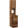 Image de Buffet de cuisine vidaXL avec tiroirs et étagère, en bois recyclé, 32 x 50 x 180 cm