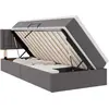 Image de vidaXL Lit avec rangement et LED gris 100 x 200 cm Simili cuir