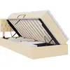 Image de Lit coffre LED vidaXL avec matelas, couleur crème, 90 x 200 cm, tissu