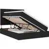 Image de vidaXL Lit de rangement avec matelas Noir 140 x 190 cm Tissu