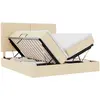 Image de Vidaxl Lit De Rangement Avec Tête De Lit Crème 180 X 200 Cm Tissu