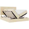 Image de Vidaxl Lit De Rangement Avec Tête De Lit Crème 180 X 200 Cm Tissu