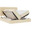 Image de vidaXL Lit de rangement avec tête de lit Crème 180 x 200 cm Tissu