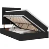 Image de Lit coffre LED vidaXL avec matelas, noir, 120 x 200 cm, tissu