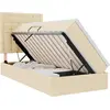 Image de Lit coffre LED vidaXL avec matelas, couleur crème, 90 x 200 cm, tissu