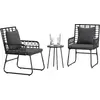 Image de Ensemble de salon de jardin vidaXL, 3 pièces, noir et anthracite, en polyrotin