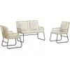 Image de Ensemble de salon de jardin vidaXL, 3 pièces, en polyrotin marron et crème