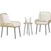 Image de Ensemble de salon de jardin vidaXL, 3 pièces, en polyrotin marron et crème