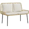 Image de Banc de jardin vidaXL marron et crème en polyrotin