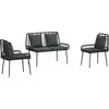 Image de Ensemble de salon de jardin vidaXL, 3 pièces, noir et anthracite, en polyrotin