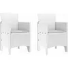 Image de vidaXL Chaise de jardin avec coussins, lot de 2, blanc, 53 x 49 x 85 cm, polypropylène