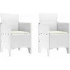 Image de vidaXL Chaise de jardin avec coussins, lot de 2, blanc, 53 x 49 x 85 cm, polypropylène
