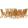 Image de vidaXL Ensemble de jardin pour repas, 9 pièces, bois d'acacia massif, couleur marron