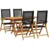 Image de vidaXL Ensemble de jardin 5 pcs noir bois massif acacia