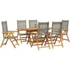 Image de vidaXL Salon de jardin 7 pcs Gris Bois massif Acacia