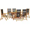 Image de vidaXL Ensemble de jardin 7 pcs noir bois massif acacia