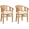 Image de vidaXL Chaise avec coussin, lot de 2, marron, 63 x 58 x 89 cm, bois de teck massif