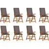 Image de vidaXL Chaise de jardin, lot de 8, marron et gris, 57 x 71,5 x 104 cm