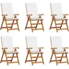 Image de vidaXL Chaise de jardin, lot de 6, marron et blanc, 57 x 71,5 x 104 cm