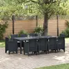 Image de vidaXL Ensemble de jardin pour repas, 11 pièces, anthracite, polypropylène