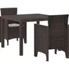 Image de vidaXL Ensemble de table et chaises d'extérieur, 3 pièces, marron, polypropylène