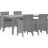 Image de vidaXL Ensemble de jardin pour repas, 5 pièces, rotin synthétique gris clair