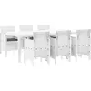 Image de Ensemble de salon de jardin vidaXL, 7 pièces, blanc, polypropylène