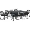 Image de vidaXL Ensemble de jardin 9 pcs noir Poly-Rattan