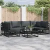 Image de vidaXL Ensemble de canapé de jardin avec coussins 7 pcs noir aluminium