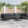 Image de vidaXL Ensemble de canapé de jardin avec coussins 7 pcs noir aluminium