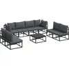 Image de Ensemble de canapés de jardin vidaXL, 9 pièces, noir, aluminium