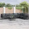 Image de vidaXL Ensemble de canapé de jardin avec coussins 7 pcs noir aluminium