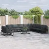 Image de vidaXL Ensemble de canapé de jardin avec coussins 11 pcs noir aluminium