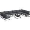 Image de vidaXL Ensemble de canapé de jardin avec coussins 11 pcs noir aluminium