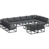 Image de vidaXL Ensemble de canapé de jardin avec coussins 13 pcs noir aluminium