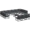 Image de vidaXL Ensemble de canapé de jardin avec coussins 14 pcs noir aluminium