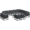 Image de vidaXL Ensemble de canapé de jardin avec coussins 13 pcs noir aluminium