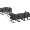 Image de vidaXL Ensemble de canapé de jardin avec coussins 6 pcs noir acier