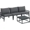 Image de Ensemble de canapés de jardin vidaXL avec coussins, 4 pièces, acier noir