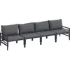 Image de Ensemble de canapés de jardin vidaXL avec coussins, 4 pièces, acier noir