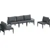 Image de vidaXL Ensemble de canapé de jardin avec coussins 5 pcs noir acier