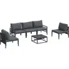 Image de vidaXL Ensemble de canapé de jardin avec coussins 6 pcs noir acier