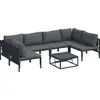 Image de vidaXL Ensemble de canapé de jardin avec coussins 7 pcs noir acier