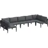 Image de vidaXL Ensemble de canapé de jardin avec coussins 7 pcs noir acier