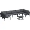 Image de Ensemble de canapés de jardin vidaXL, 8 pièces, couleur noire, en acier