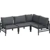 Image de Ensemble de canapés de jardin vidaXL avec coussins, 4 pièces, acier noir