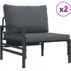 Image de vidaXL Ensemble de canapé de jardin avec coussins 10 pcs noir acier