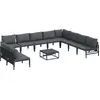 Image de Ensemble de canapés de jardin vidaXL avec coussins, 11 pièces, acier noir
