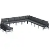 Image de Ensemble de canapés de jardin vidaXL avec coussins, 11 pièces, acier noir